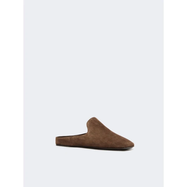 Max Mara Tessile Suede Mules in Dark Brown | Mules | Luxury Shoes 