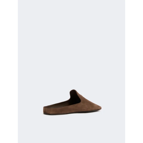 Max Mara Tessile Suede Mules in Dark Brown | Mules | Luxury Shoes 