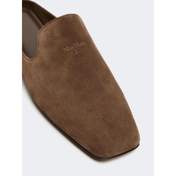Max Mara Tessile Suede Mules in Dark Brown | Mules | Luxury Shoes 