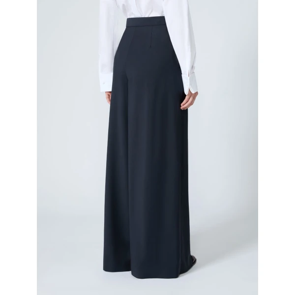 Max Mara Tiglio Wool Trousers with Plisse Detail in Ultramarine | Wide leg pants | Luxury Shoes 