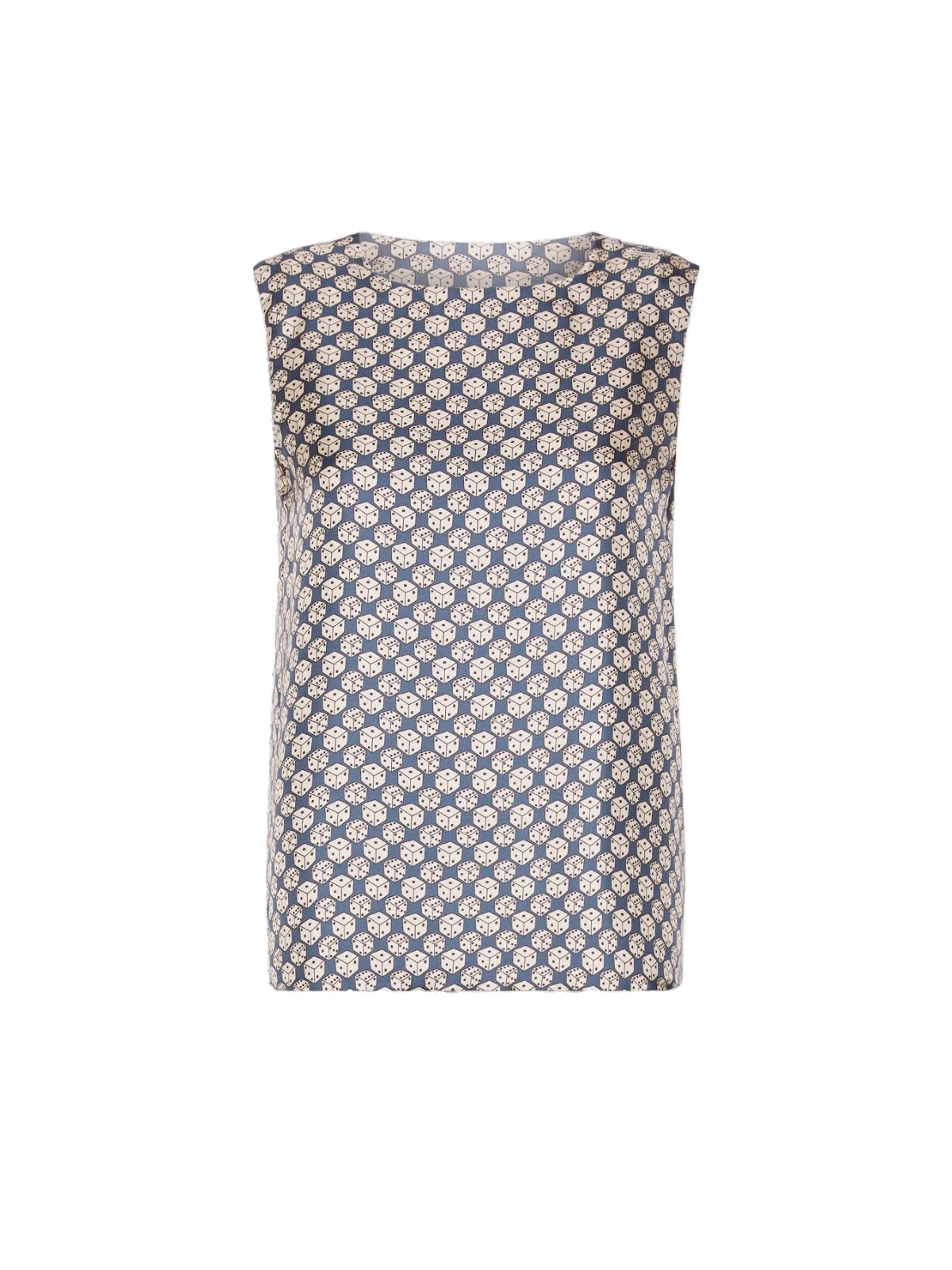 Max Mara Timetop Printed Silk Sleeveless Top in Navy Max Mara Timetop Printed Silk Sleeveless Top in Navy | Blouse | Luxury Shoes