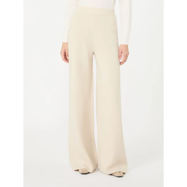 Max Mara Timore Wide Wool and Cashmere Trousers in Beige | Wide leg pants | Luxury Shoes 