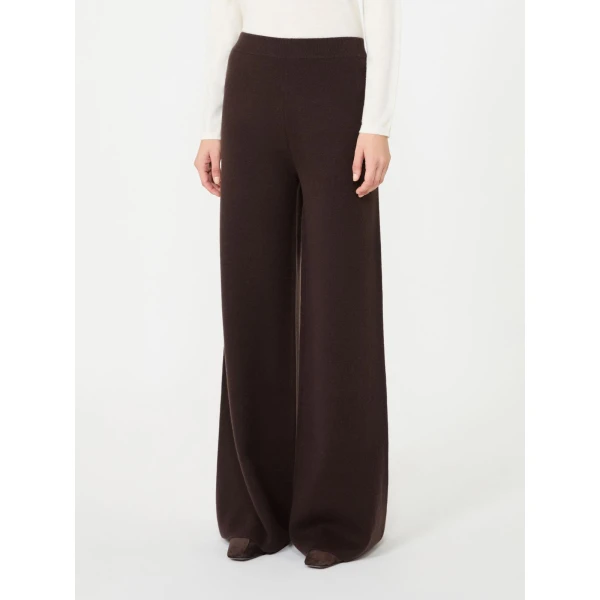 Max Mara Timore Wide Wool and Cashmere Trousers in Dark Brown | Wide leg pants | Luxury Shoes 