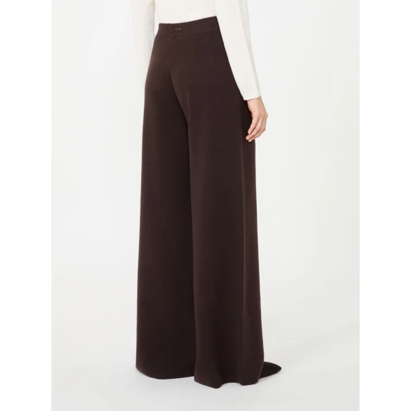 Max Mara Timore Wide Wool and Cashmere Trousers in Dark Brown | Wide leg pants | Luxury Shoes 