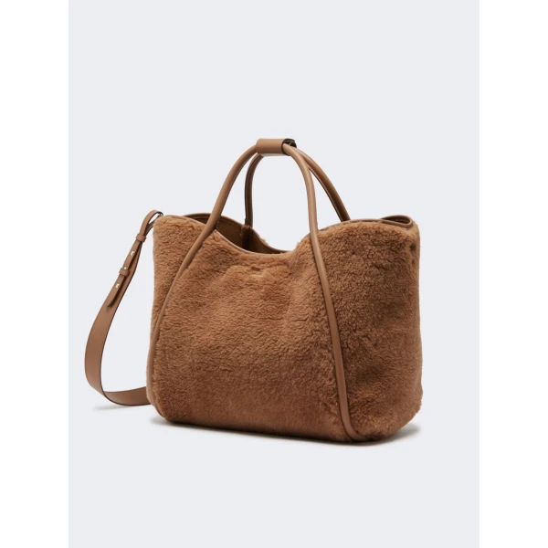 Max Mara Tmarin Medium Teddy Marine Bag in Camel | Totes & Top-Handle Bags | Luxury Shoes 