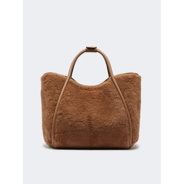 Max Mara Tmarin Medium Teddy Marine Bag in Camel | Totes & Top-Handle Bags | Luxury Shoes 