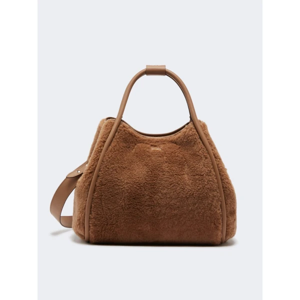 Max Mara Tmarin Medium Teddy Marine Bag in Camel | Totes & Top-Handle Bags | Luxury Shoes 