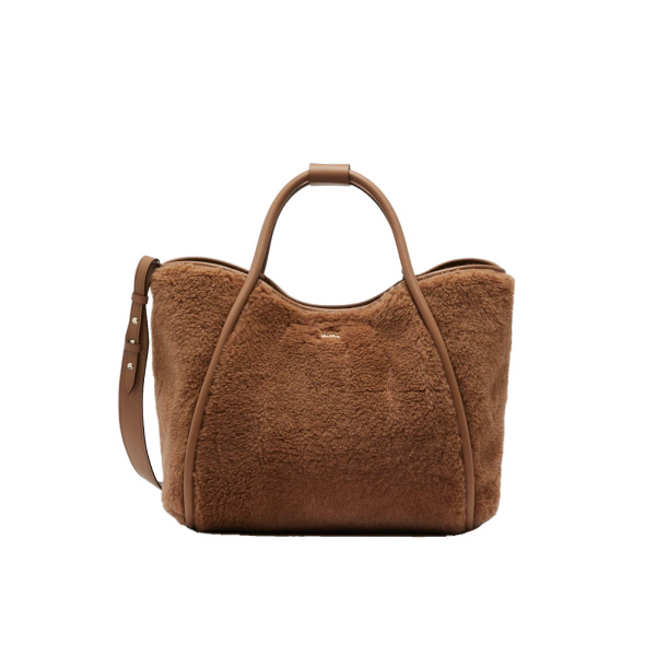 Max Mara Tmarin Medium Teddy Marine Bag in Camel | Women | Luxury Shoes 
