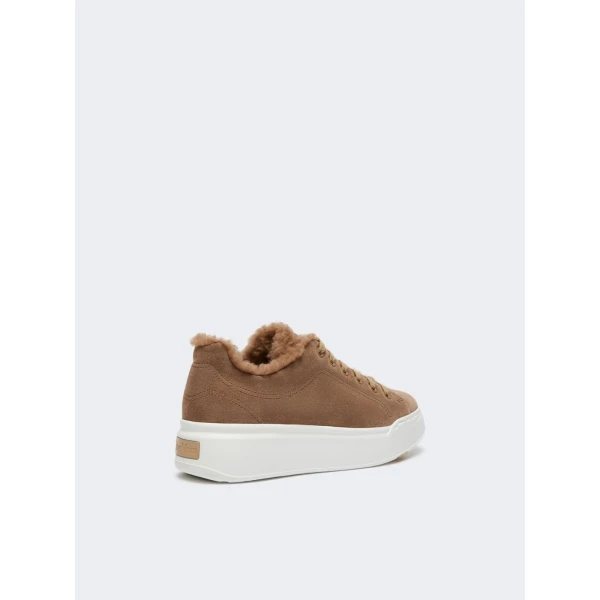 Max Mara Tmaxi Suede and Teddy Trainers in Camel | Sneakers | Luxury Shoes 