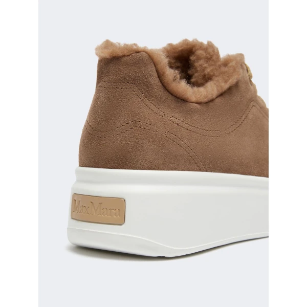 Max Mara Tmaxi Suede and Teddy Trainers in Camel | Sneakers | Luxury Shoes 