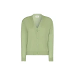 Max Mara Torre Wool, Silk and Cashmere V-Neck Cardigan in Green | Cardigan | Luxury Shoes 