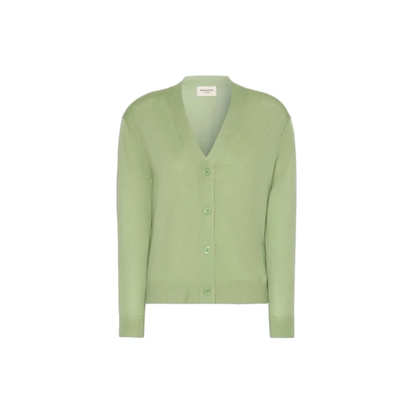 Max Mara Torre Wool, Silk and Cashmere V-Neck Cardigan in Green | Cardigan | Luxury Shoes 