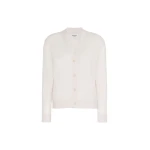 Max Mara Torre Wool, Silk and Cashmere V-Neck Cardigan in Ivory | Cardigan | Luxury Shoes 