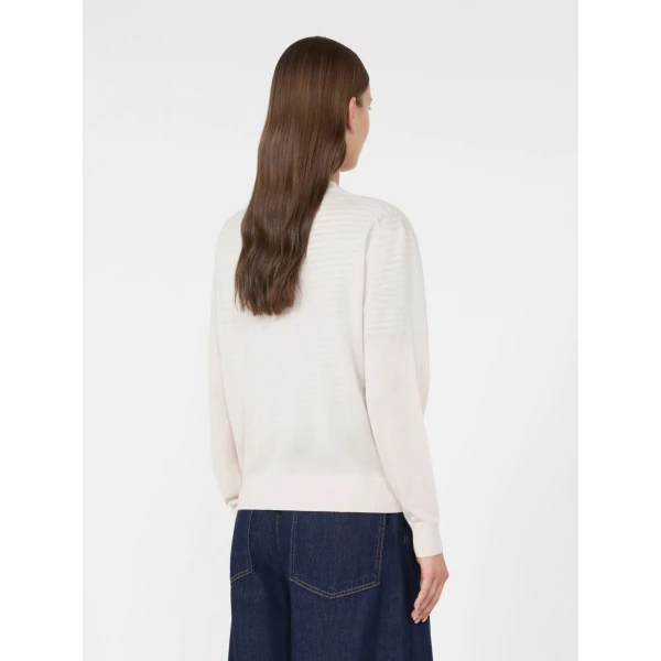 Max Mara Torre Wool, Silk and Cashmere V-Neck Cardigan in Ivory | Cardigan | Luxury Shoes 