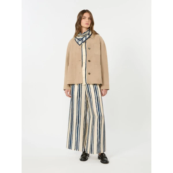 Max Mara Tortona Silk Twill Wide Leg Trousers in Navy | Wide leg pants | Luxury Shoes 