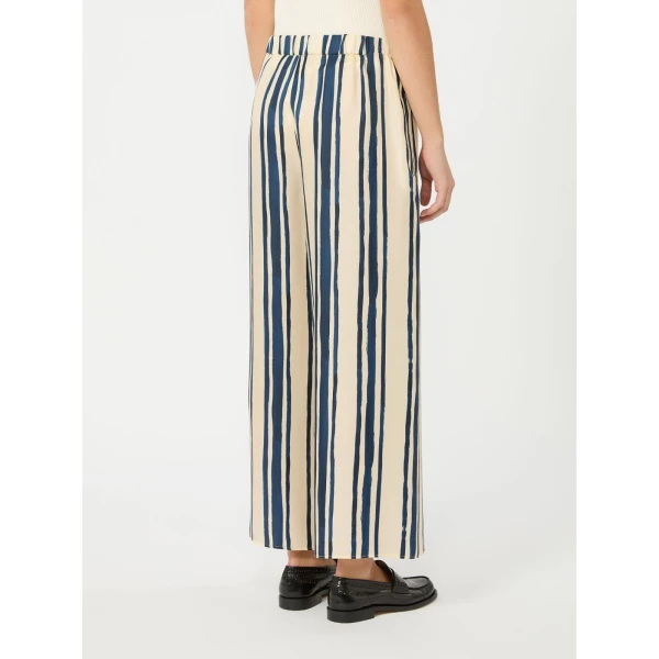 Max Mara Tortona Silk Twill Wide Leg Trousers in Navy | Wide leg pants | Luxury Shoes 