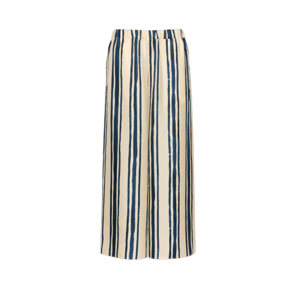 Max Mara Tortona Silk Twill Wide Leg Trousers in Navy