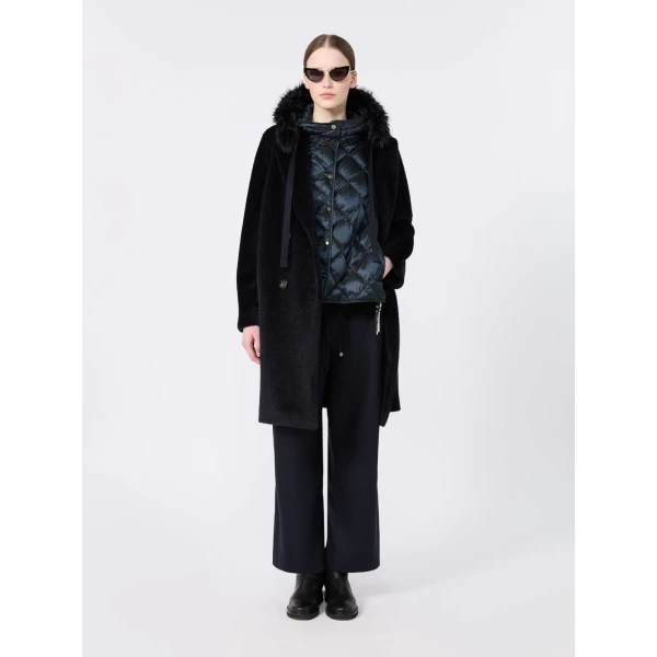 Max Mara Trefa Water-Repellent Canvas Padded Gilet in Midnight Blue | Vests | Luxury Shoes 