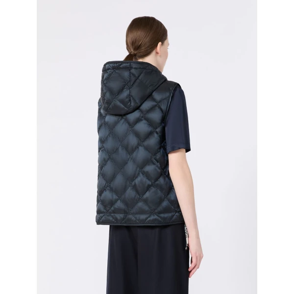 Max Mara Trefa Water-Repellent Canvas Padded Gilet in Midnight Blue | Vests | Luxury Shoes 