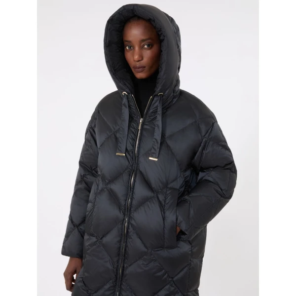 Max Mara Trefe Hooded Midi Puffer Jacket in Black | Coats | Luxury Shoes 