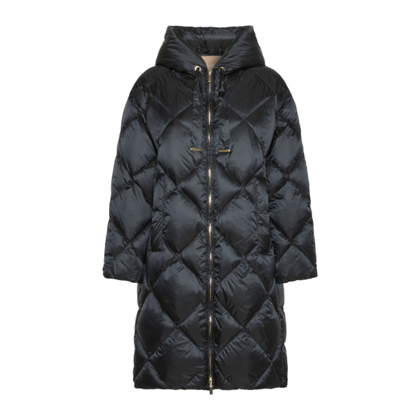 Max Mara Trefe Hooded Midi Puffer Jacket in Black | Coats | Luxury Shoes 