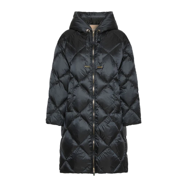 Max Mara Trefe Hooded Midi Puffer Jacket in Black | Coats | Luxury Shoes 