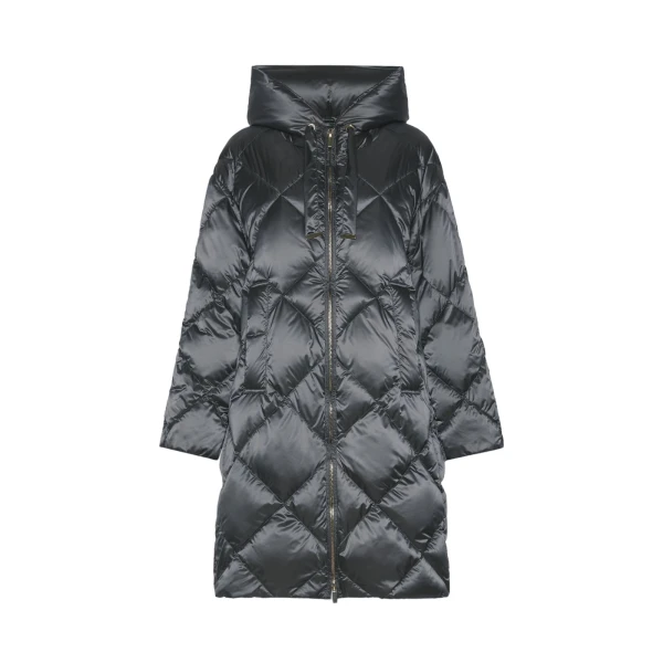 Trefe Hooded Midi Puffer Jacket in Medium Grey