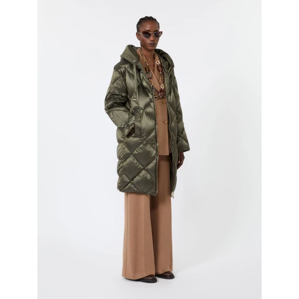Max Mara Trefe Hooded Midi Puffer Jacket in Moss Green | Coats | Luxury Shoes 