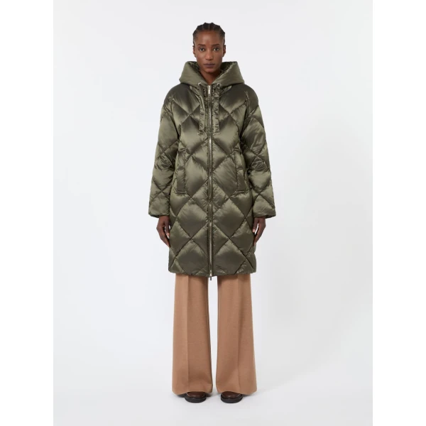 Max Mara Trefe Hooded Midi Puffer Jacket in Moss Green | Coats | Luxury Shoes 