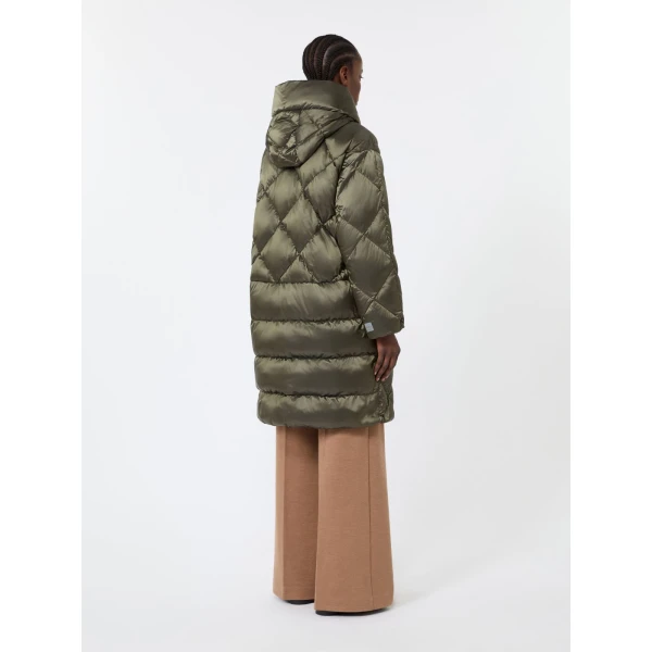 Max Mara Trefe Hooded Midi Puffer Jacket in Moss Green | Coats | Luxury Shoes 