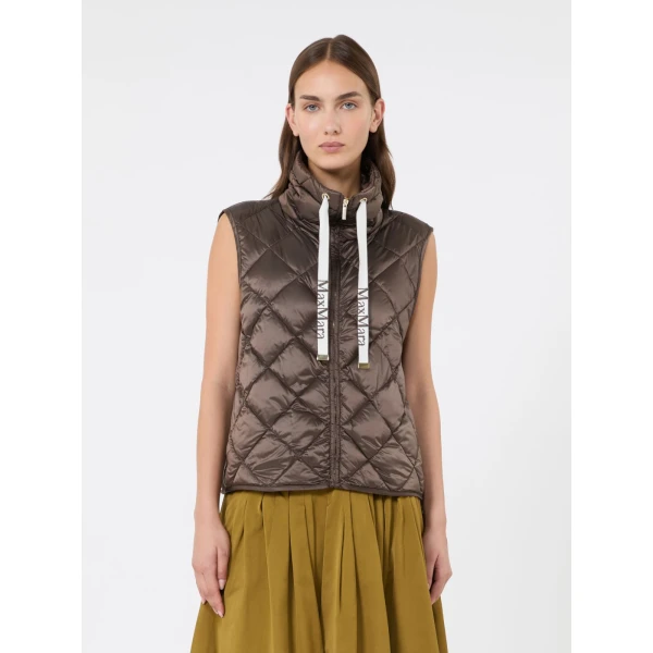Max Mara Tregic Diamond-Quilted Padded Gilet in Brown | Vests | Luxury Shoes 