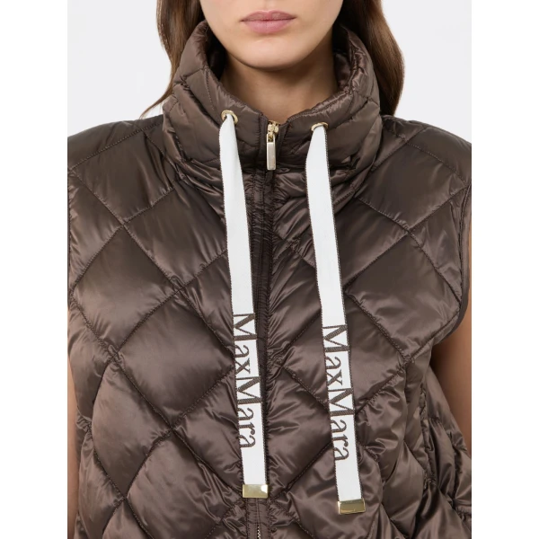 Max Mara Tregic Diamond-Quilted Padded Gilet in Brown | Vests | Luxury Shoes 