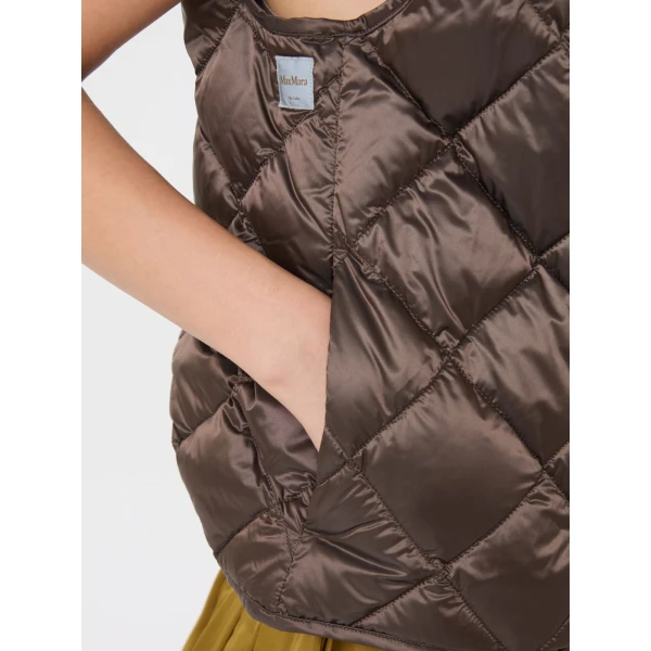 Max Mara Tregic Diamond-Quilted Padded Gilet in Brown | Vests | Luxury Shoes 