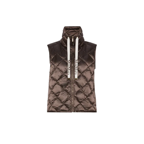 Max Mara Tregic Diamond-Quilted Padded Gilet in Brown | Vests | Luxury Shoes 
