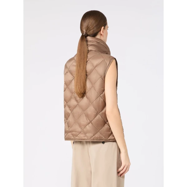 Max Mara Tregic Diamond-Quilted Padded Gilet in Camel | Vests | Luxury Shoes 