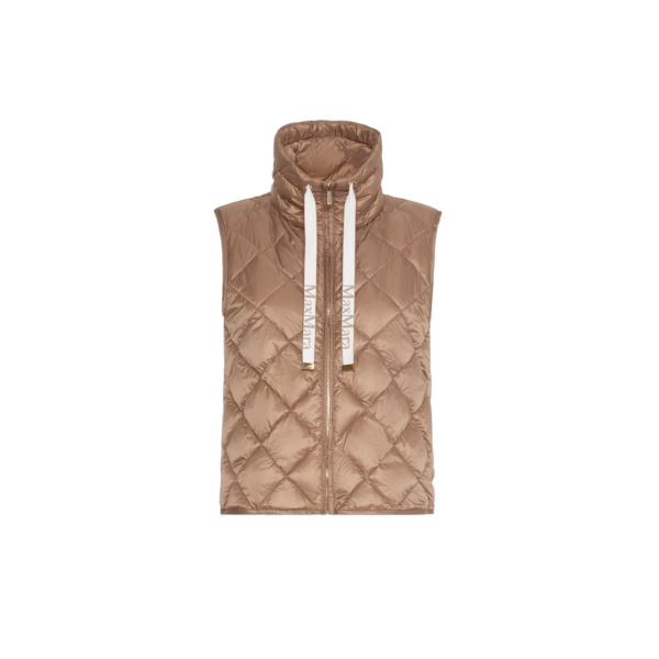 Max Mara Tregic Diamond-Quilted Padded Gilet in Camel | Vests | Luxury Shoes 