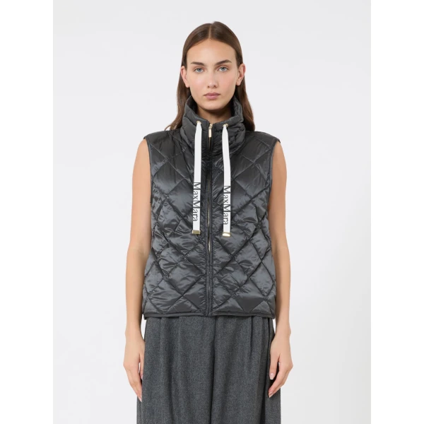 Max Mara Tregic Diamond-Quilted Padded Gilet in Medium Grey | Vests | Luxury Shoes 