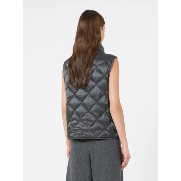 Max Mara Tregic Diamond-Quilted Padded Gilet in Medium Grey | Vests | Luxury Shoes 