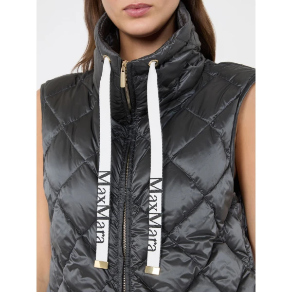 Max Mara Tregic Diamond-Quilted Padded Gilet in Medium Grey | Vests | Luxury Shoes 