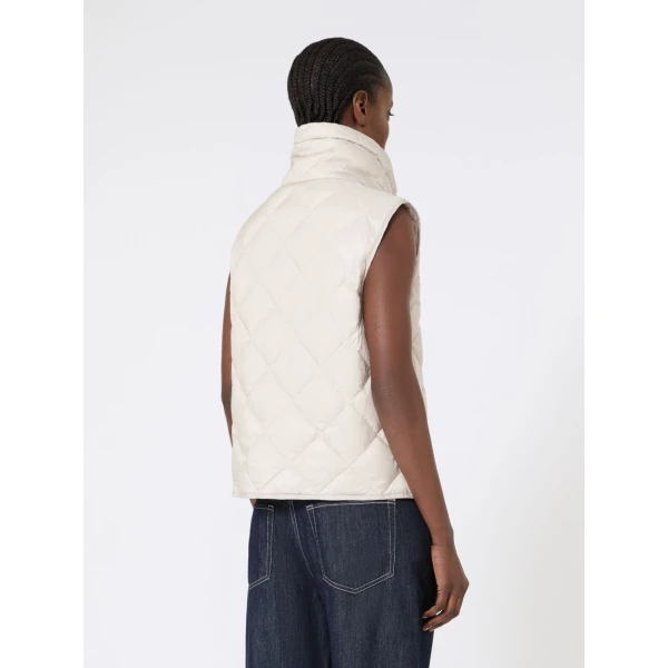 Max Mara Tregic Padded Water-Repellent Nylon Canvas Gilet in Sand | Vests | Luxury Shoes 