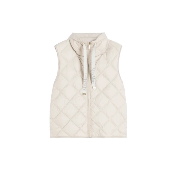 Max Mara Tregic Padded Water-Repellent Nylon Canvas Gilet in Sand | Women | Luxury Shoes 