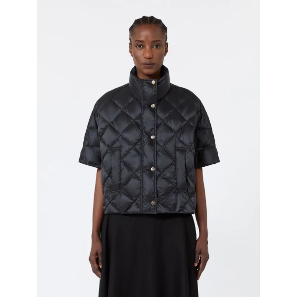 Max Mara Tresi Water-Repellent Canvas Padded Cape in Black | Coats | Luxury Shoes 