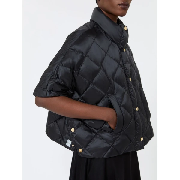 Max Mara Tresi Water-Repellent Canvas Padded Cape in Black | Coats | Luxury Shoes 