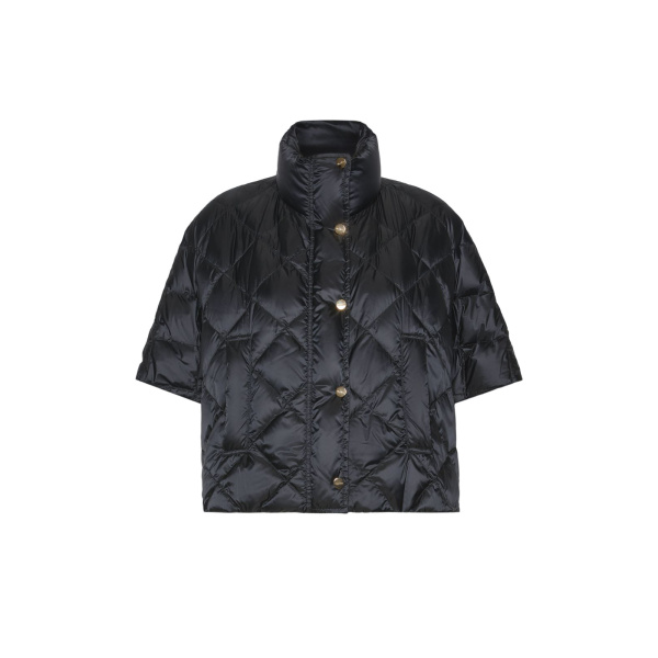 Max Mara Tresi Water-Repellent Canvas Padded Cape in Black | Coats | Luxury Shoes 
