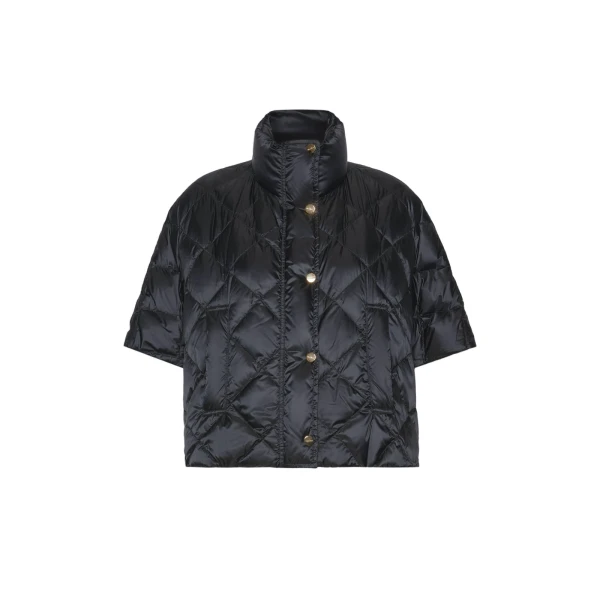 Max Mara Tresi Water-Repellent Canvas Padded Cape in Black | Coats | Luxury Shoes 