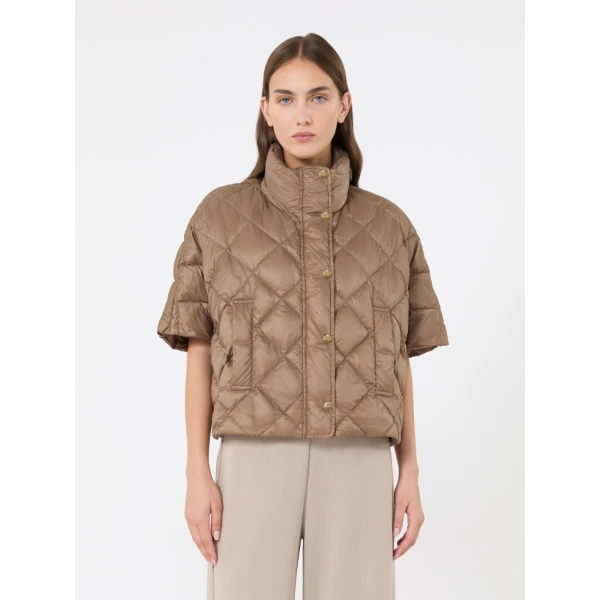 Max Mara Tresi Water-Repellent Canvas Padded Cape in Camel | Coats | Luxury Shoes 