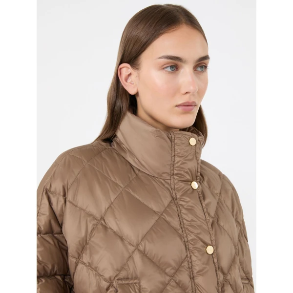 Max Mara Tresi Water-Repellent Canvas Padded Cape in Camel | Coats | Luxury Shoes 