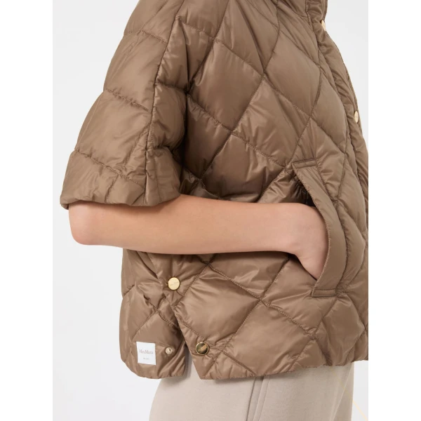 Max Mara Tresi Water-Repellent Canvas Padded Cape in Camel | Coats | Luxury Shoes 