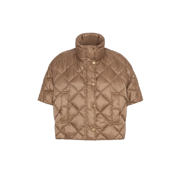 Max Mara Tresi Water-Repellent Canvas Padded Cape in Camel | Coats | Luxury Shoes 