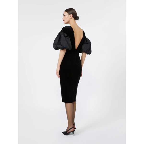 Max Mara Tropico Velvet Midi Dress in Black | Midi Dresses | Luxury Shoes 
